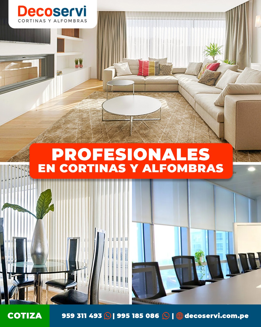 Especialistas en cortinas, rollers, persianas y alfombras